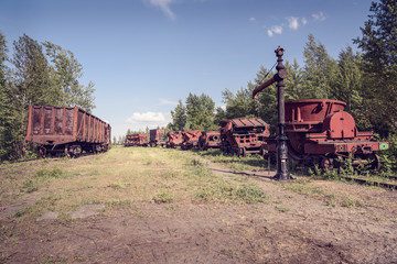 Old industrial railway cars for metallurgy plant