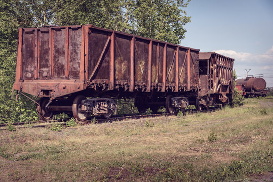 Old Open Wagon And Hopper Car