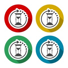 Hourglass icons set with long shadow