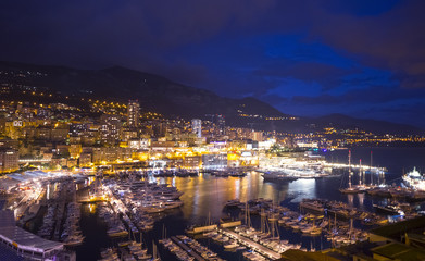 Yacht port in Monaco by night