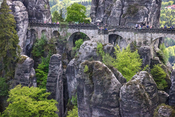 Fototapeta na wymiar Saxon Switzerland, Germany. Bastei bridge, Saxony, National Park