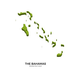 Isometric map of Bahamas detailed vector illustration