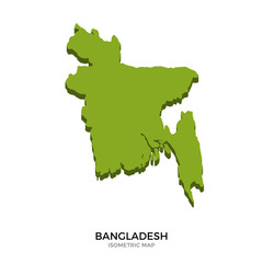 Isometric map of Bangladesh detailed vector illustration