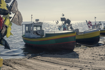 Fototapeta premium Fishing boat on the sea shore