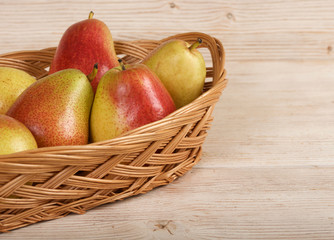 pears on a wooden background