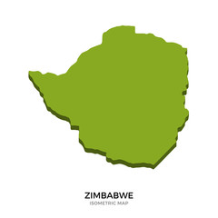 Isometric map of Zimbabwe detailed vector illustration