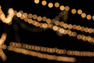 abstract background.  blur bokeh. Hexagon bokeh Light from the lamp at night.