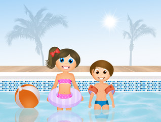 Obraz na płótnie Canvas children in swimming pool