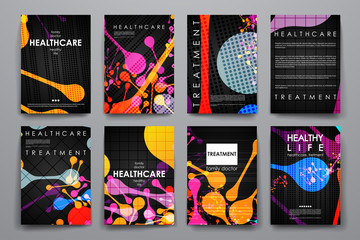 Set of brochure, poster design templates in healthcare style