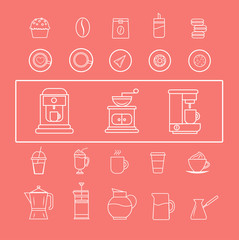 Set of Vector Coffee Elements and Coffee Accessories and Vector Illustration.