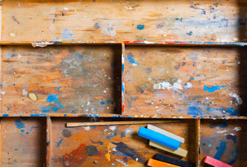 Partitioned wooden shelf