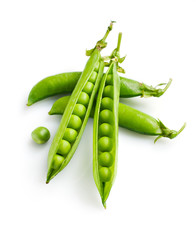 Fresh young green peas close-up