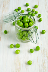 Fresh young green peas