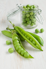Fresh young green peas