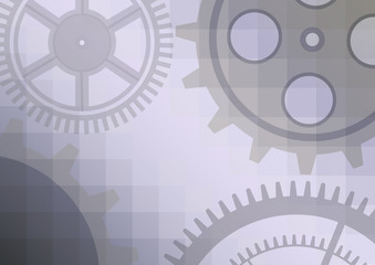 Vector illustration of gear wheel abstract background. Blue transparent banner with clockwork. EPS10.