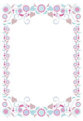 Elegant frame with decorative sunflowers silhouettes in a blue color. Vector clip art.