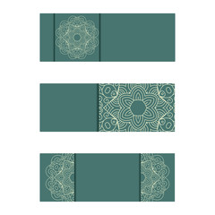 Horizontal banner templates with mandala pattern. Design for flyer, banner vintage style