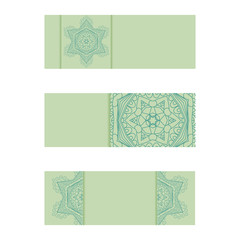 Naklejka premium Horizontal banner templates with mandala pattern. Design for flyer, banner vintage style