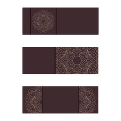 Horizontal banner templates with mandala pattern. Design for flyer, banner vintage style