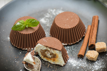 dessert from cream and chocolate