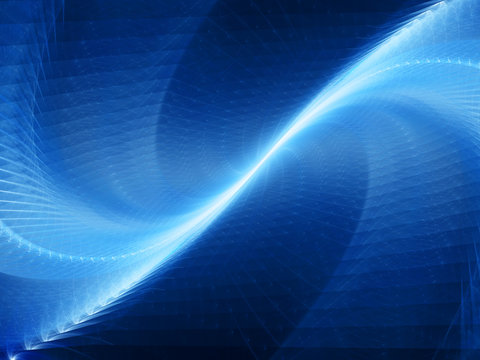 Blue glowing technology curve and surcaces abstract background