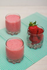 Strawberry smoothie in the glass