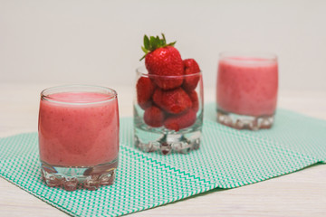 Strawberry smoothie in the glass