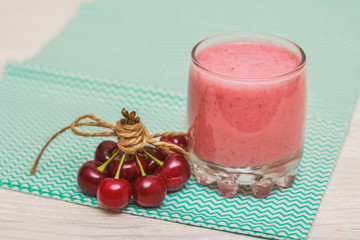 Cherry smoothie in the glass