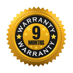9 Months Warranty Sign. 3D rendering