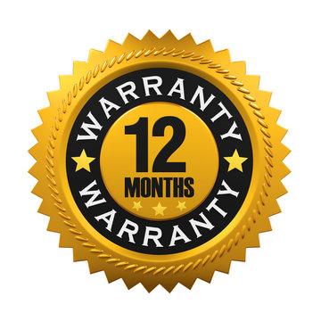 12 Months Warranty Sign. 3D rendering