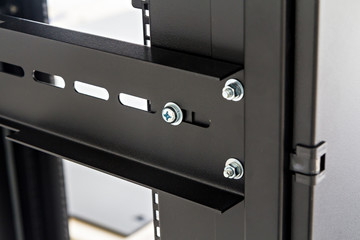 Close up of computer server rack in data center