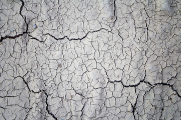 Surface of land with dry and cracked ground