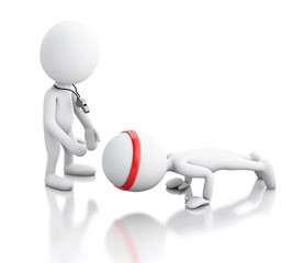 3d White people doing exercise with an instructor.