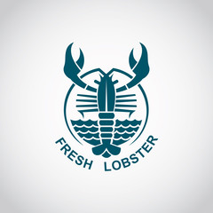 monochrome seafood icon with lobster