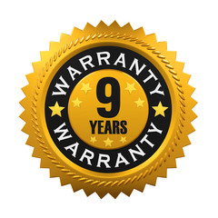 9 Years Warranty Sign. 3D rendering