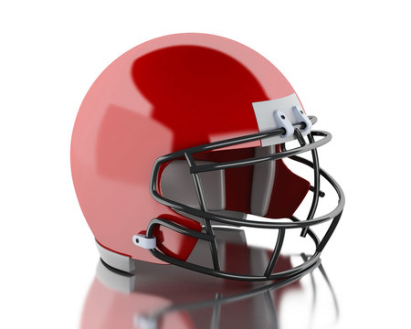 3d American football red helmet. Sport concept.