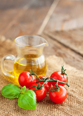 Tomatoes, basil, vegetable oil