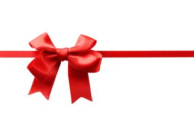 Red ribbon bow  on a white background