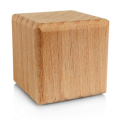Wooden cube, isolated on white