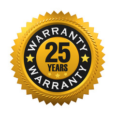 25 Years Warranty Sign. 3D rendering