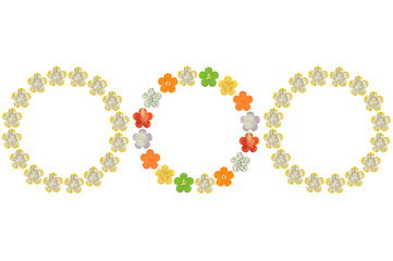 Flower shaped fruit and vegetable on white background