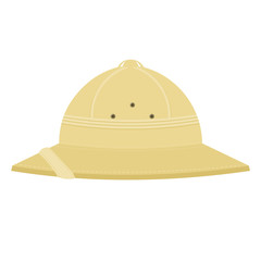 Cork helmet. Tropical helmet on a white background. Item of equi - 113636323