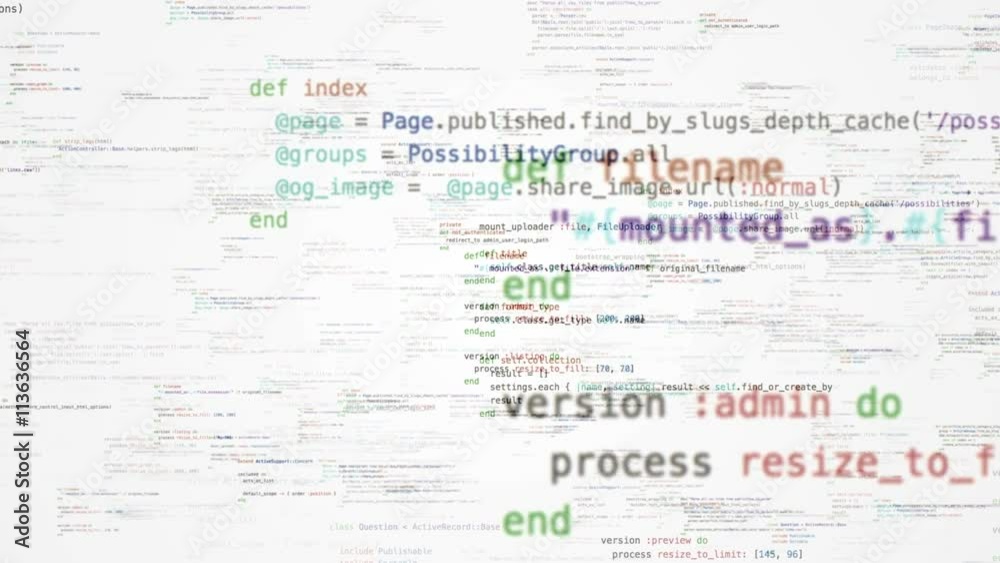 Poster mera flyby throught the lines of ruby code, loopable background