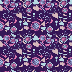 Seamless pattern with decorative sunflowers. Vector clip art.