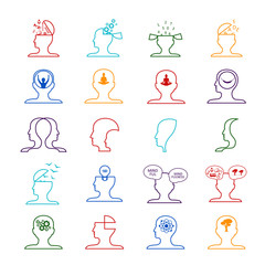 Mind Icons Set - Isolated On White Background - Vector Illustration, Graphic Design. For Web, Websites, Print, Presentation Templates, Mobile Applications And Promotional Materials 