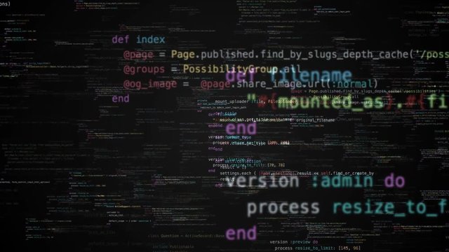 mera flyby throught the lines of ruby code, loopable background
