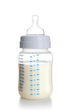 Baby milk bottle, isolated on white