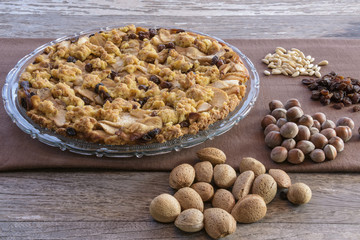 Apple pie on crystal plate