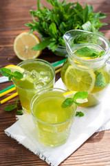 Homemade mint lemonade