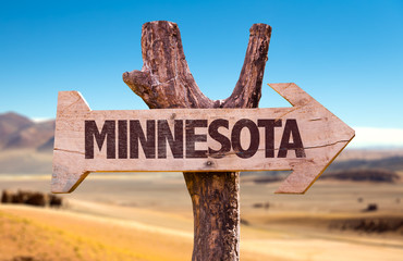Minnesota wooden sign with a desert background